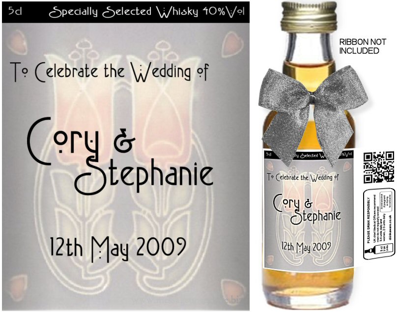 Personalised Alcohol Miniatures | Wedding Favour Label 36 - Click Image to Close